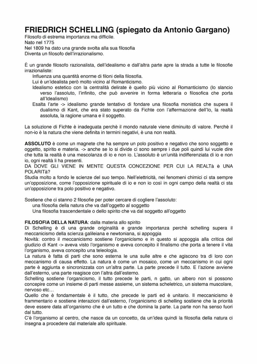 
<p>Friedrich Schelling è stato un famoso filosofo tedesco che ha vissuto tra la fine del 1700 e l'inizio del 1800, raggiungendo quasi 80 an