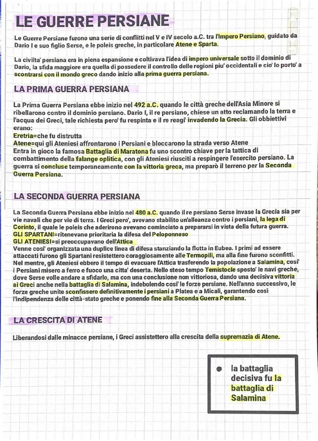 # LE GUERRE PERSIANE

Le Guerre Persiane furono una serie di conflitti nel V e IV secolo a.C. tra l'Impero Persiano, guidato da
Dario I e su