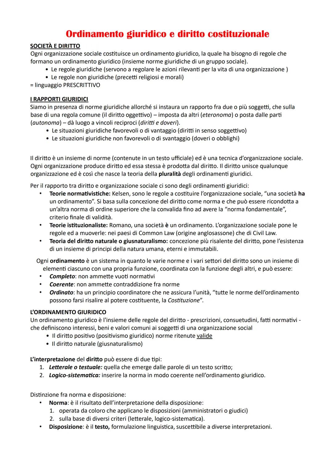 Ordinamento giuridico e diritto costituzionale
SOCIETÀ E DIRITTO
Ogni organizzazione sociale costituisce un ordinamento giuridico, la quale 