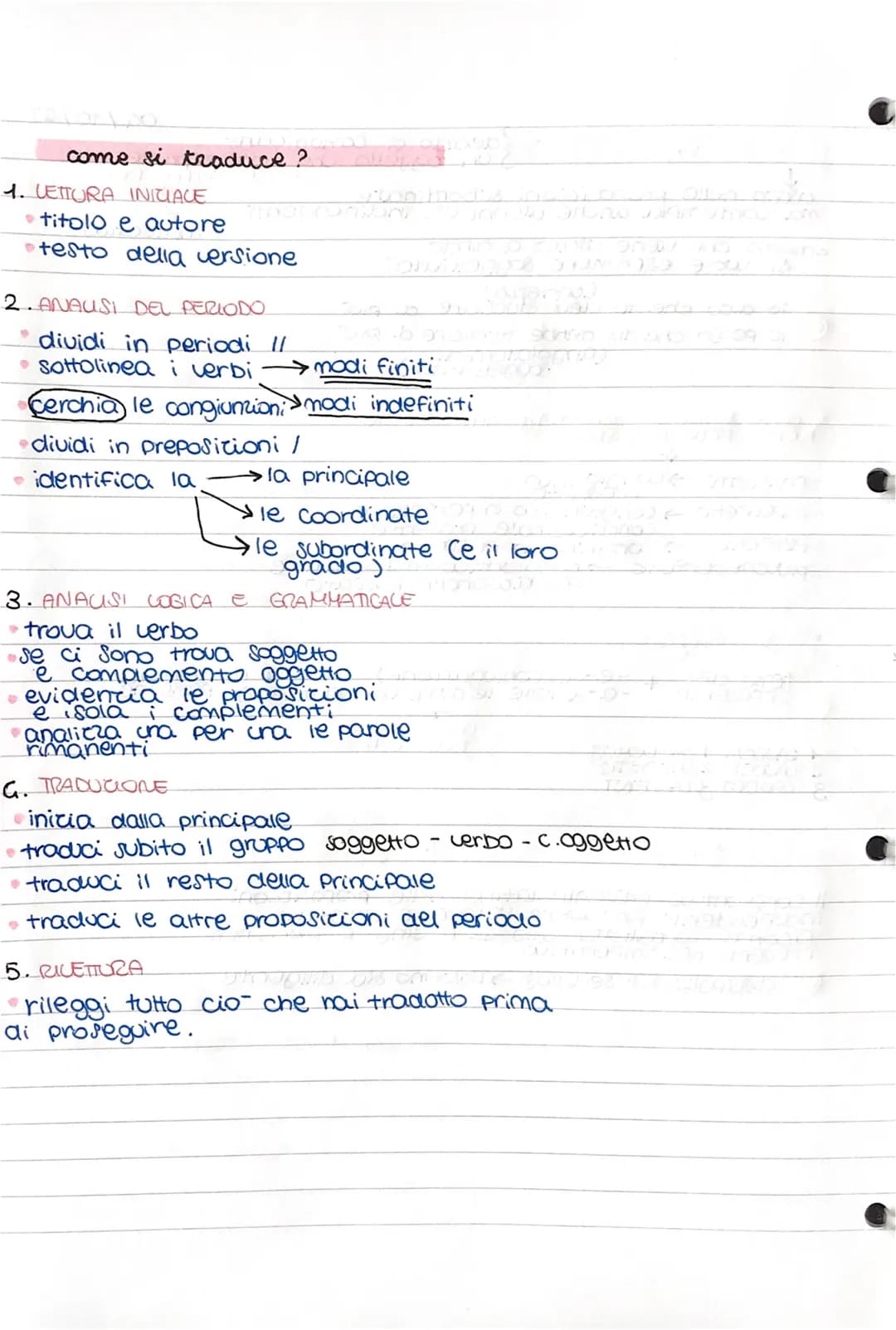 come si traduce?
1. LETTURA INICIACE
titolo e autore
testo della versione
2.ANAUSI DEL PERIODO
dividi in periodi //
• sottolinea i verbi →mo