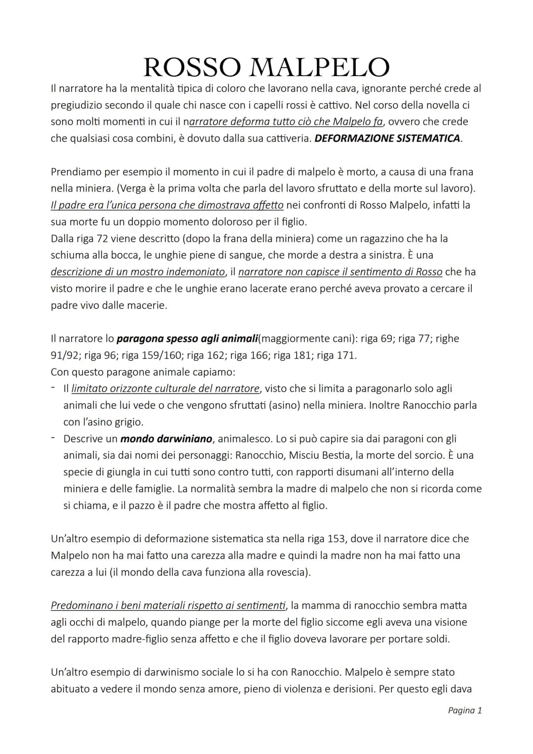 ROSSO MALPELO
Il narratore ha la mentalità tipica di coloro che lavorano nella cava, ignorante perché crede al
pregiudizio secondo il quale 