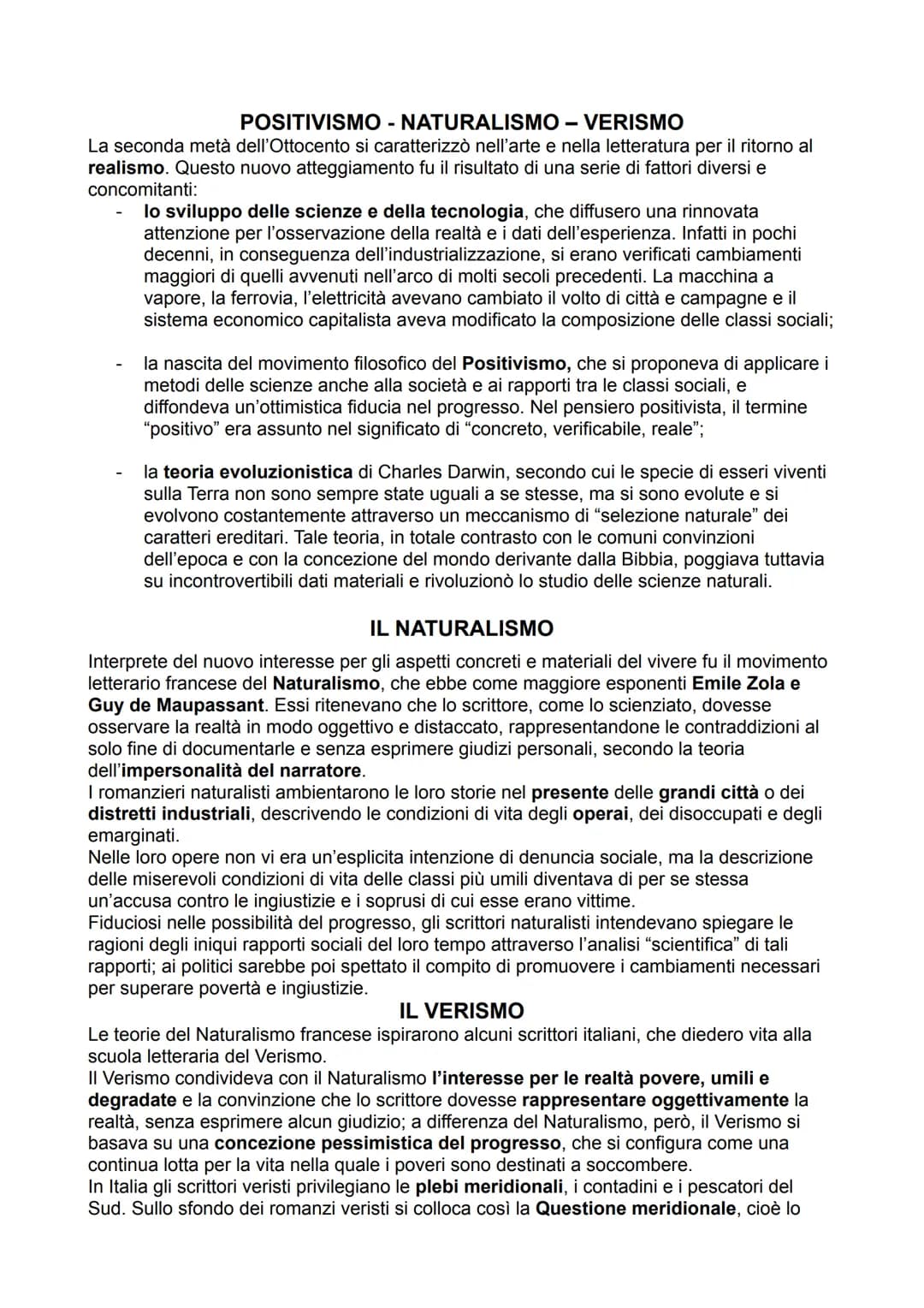 POSITIVISMO - NATURALISMO-VERISMO
La seconda metà dell'Ottocento si caratterizzò nell'arte e nella letteratura per il ritorno al
realismo. Q