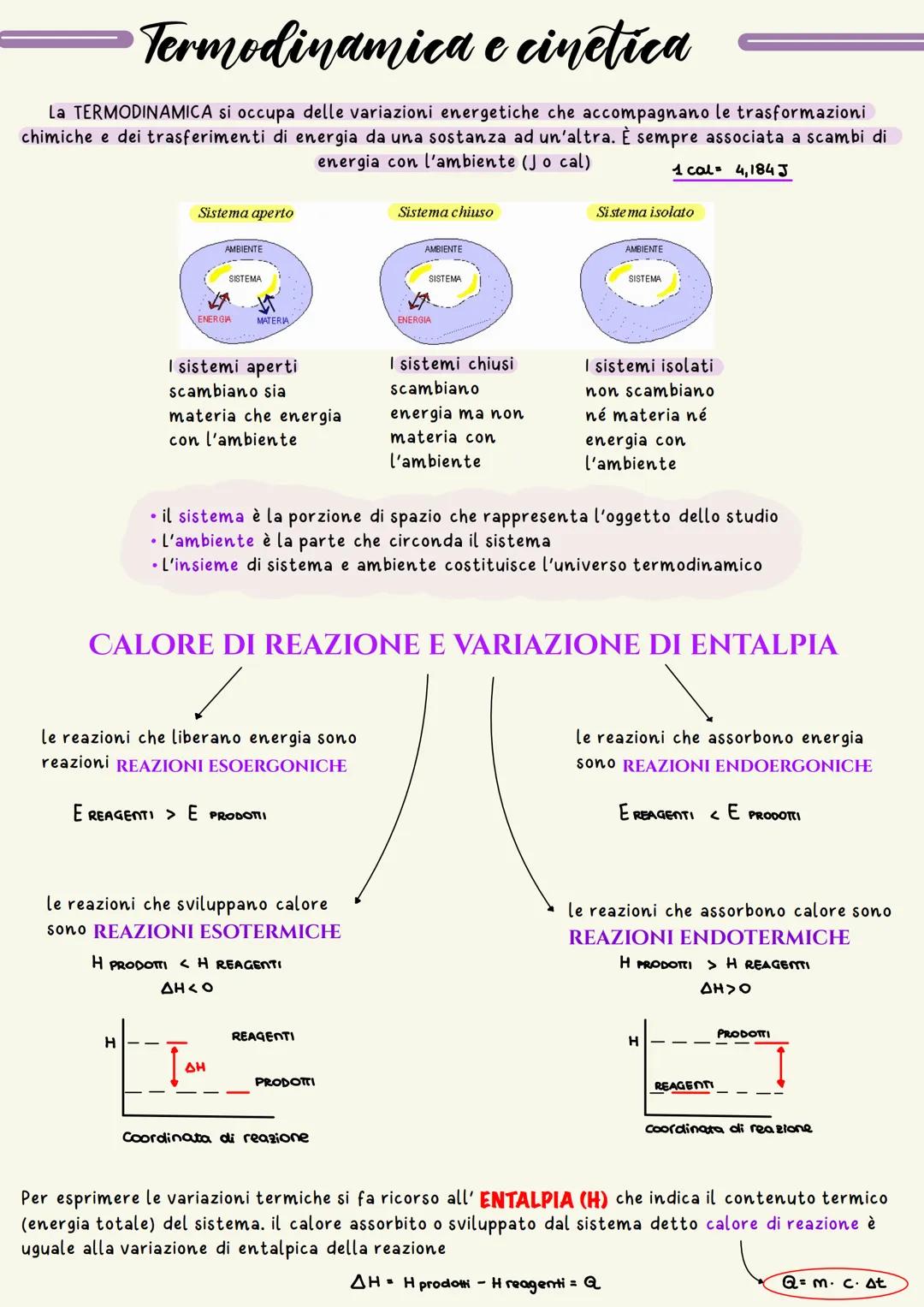 Termodinamica e cinetica
La TERMODINAMICA si occupa delle variazioni energetiche che accompagnano le trasformazioni
chimiche e dei trasferim