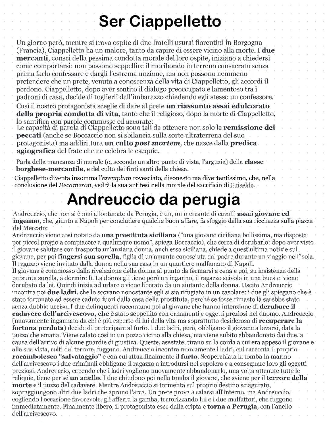 Riassunti alcune novelle Boccaccio