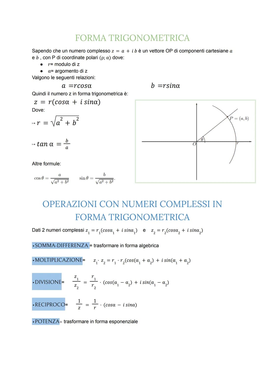 NUMERI COMPLESSI
Sono numeri che non hanno soluzione fino si numeri reali (non è che non esistono).
piano dove vengono rappresentati= PIANO 