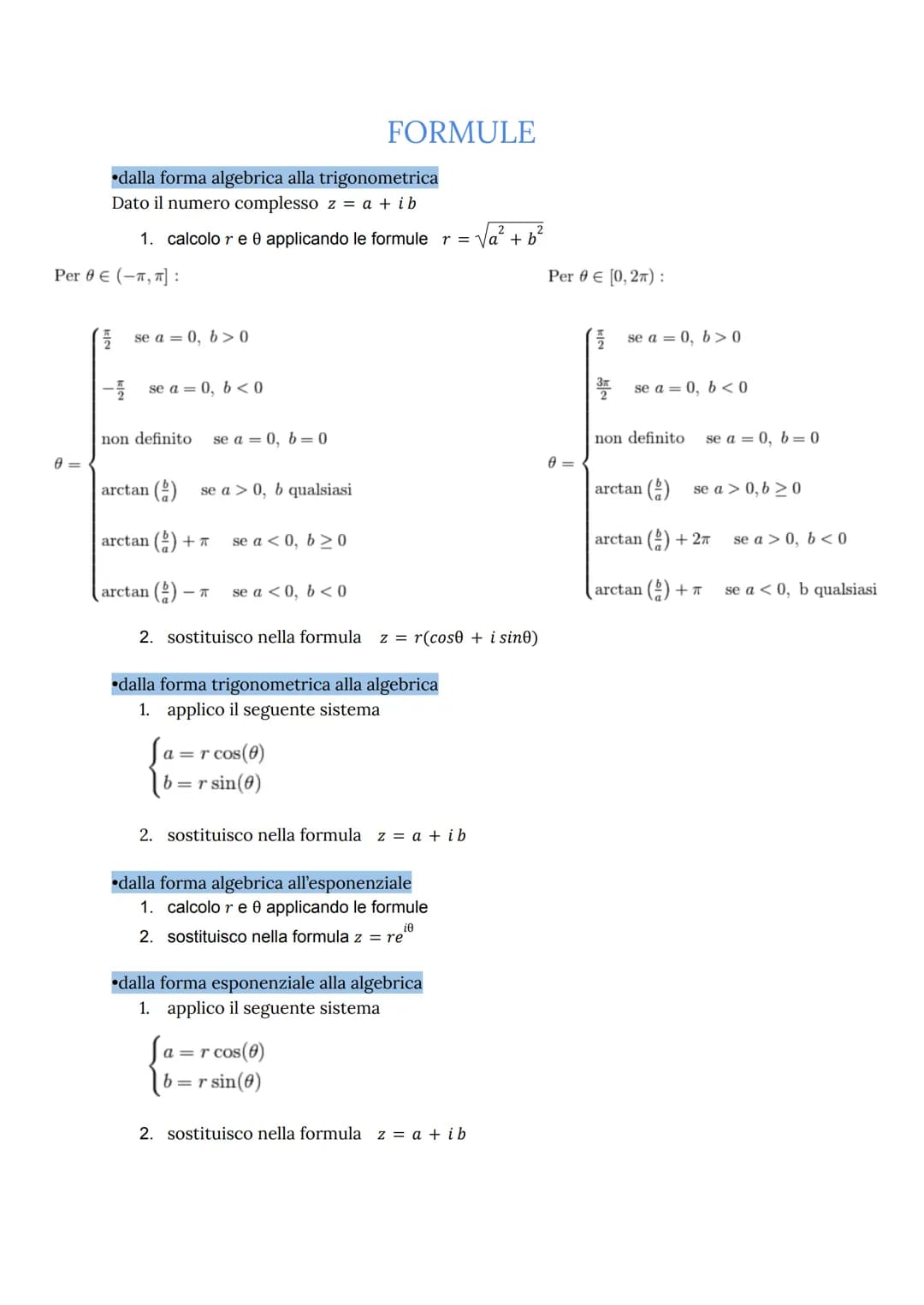NUMERI COMPLESSI
Sono numeri che non hanno soluzione fino si numeri reali (non è che non esistono).
piano dove vengono rappresentati= PIANO 