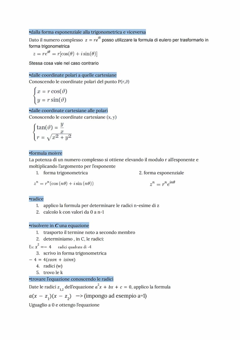 NUMERI COMPLESSI
Sono numeri che non hanno soluzione fino si numeri reali (non è che non esistono).
piano dove vengono rappresentati= PIANO 