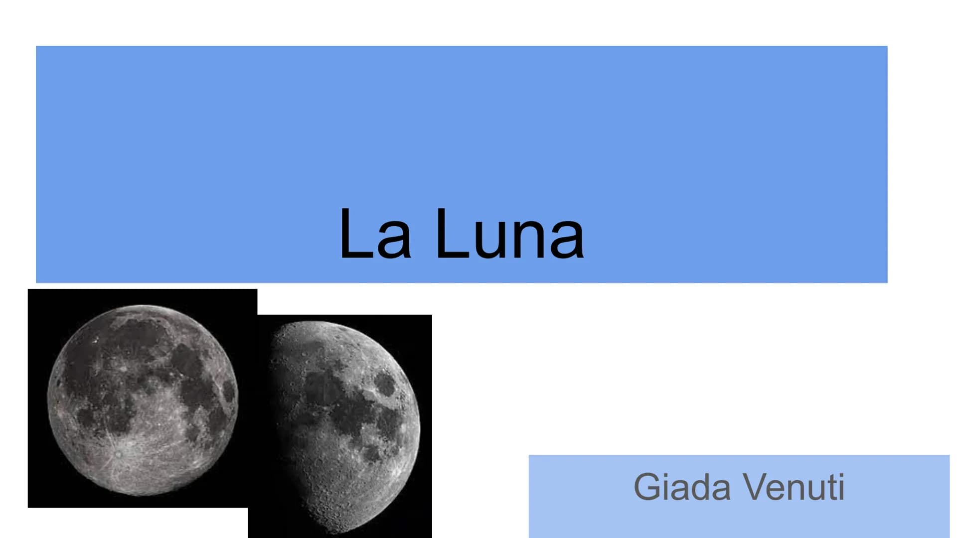 La Luna
Giada Venuti La Luna e i suoi movimenti
La Luna è l'unico satellite naturale della Terra. È il corpo celeste più vicino a
noi,ben vi