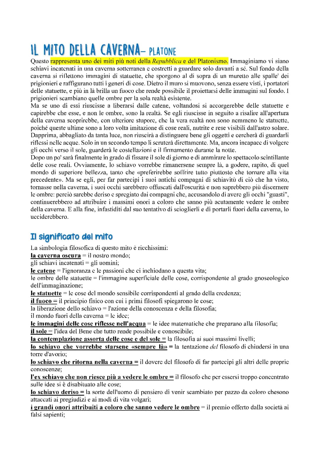 Mito della caverna-PLATONE