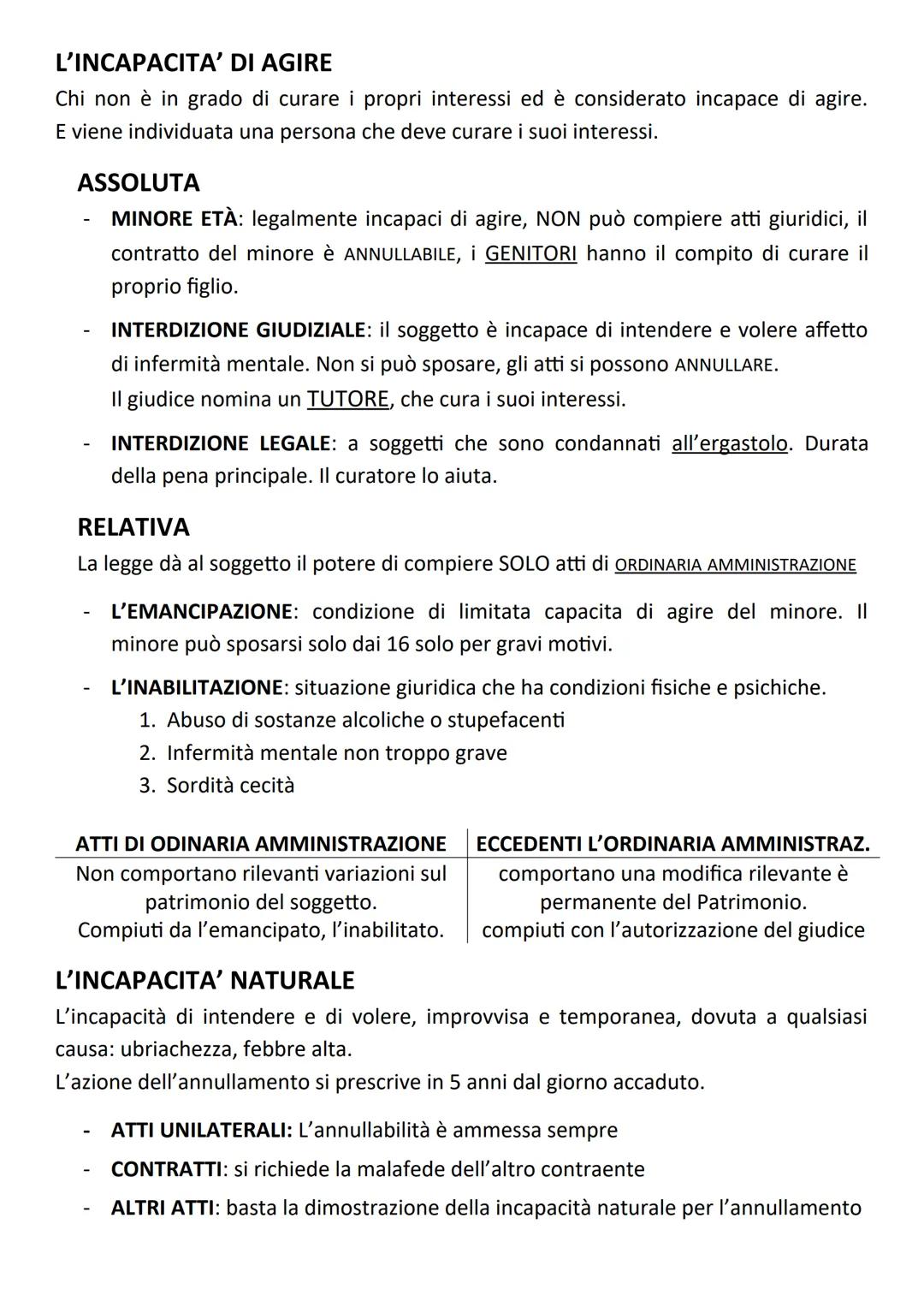 LA PERSONA FISICA
Le persone fisiche, le persone giuridiche e gli enti di fatto nel nostro ordinamento
sono riconosciti come soggetti dell'a