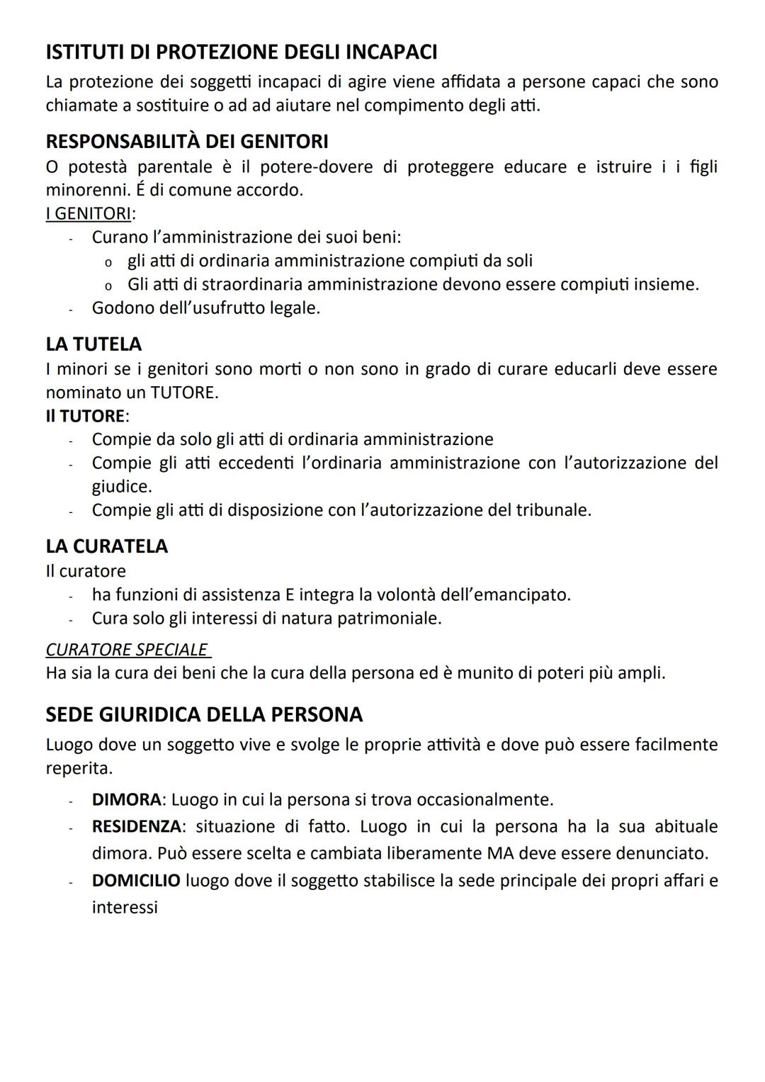 LA PERSONA FISICA
Le persone fisiche, le persone giuridiche e gli enti di fatto nel nostro ordinamento
sono riconosciti come soggetti dell'a