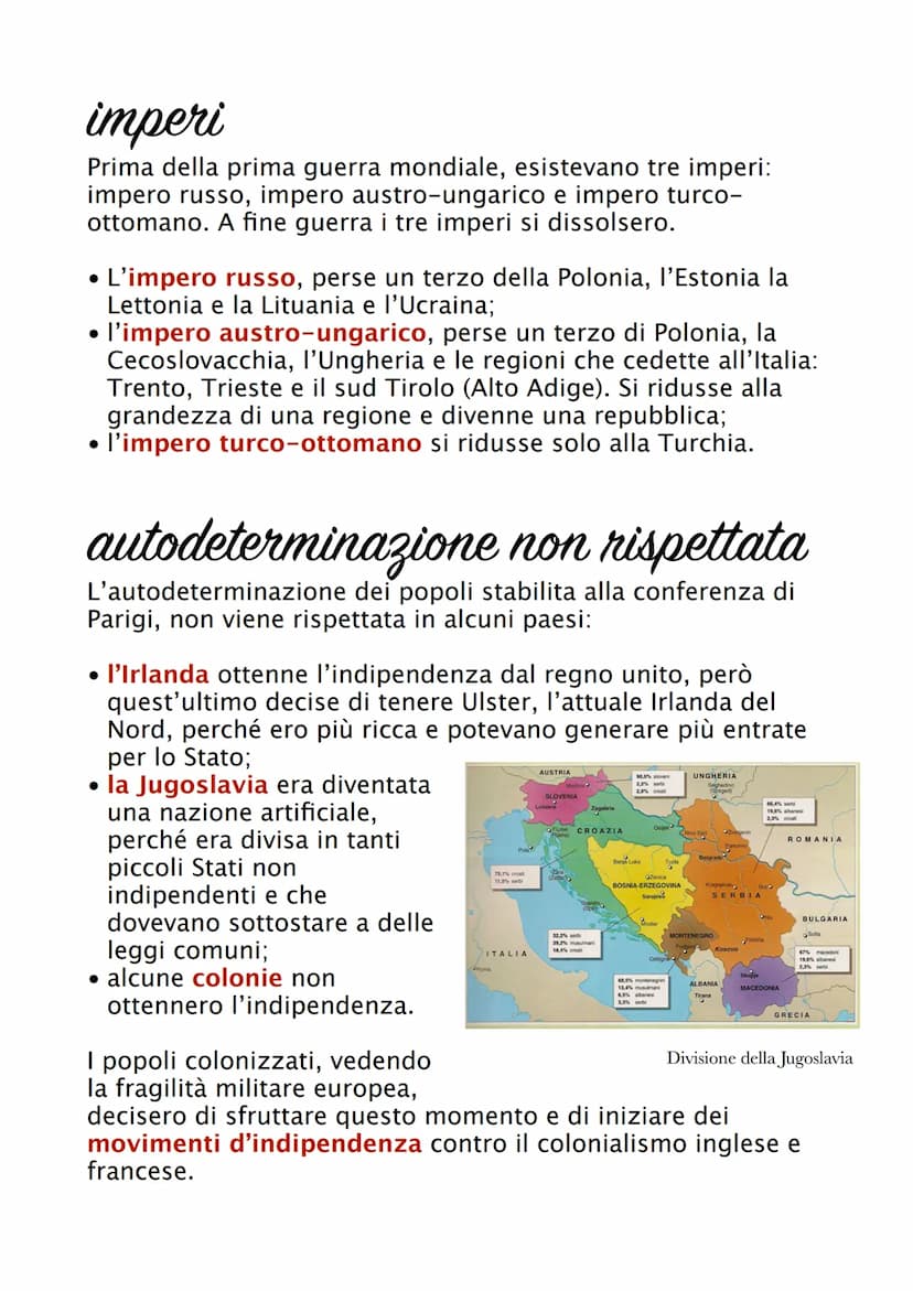 post prima
guerra mondiale
Il dopo prima guerra mondiale vide la fine degli imperi
centrali, la nascita dei nuovi stati, la creazione della 