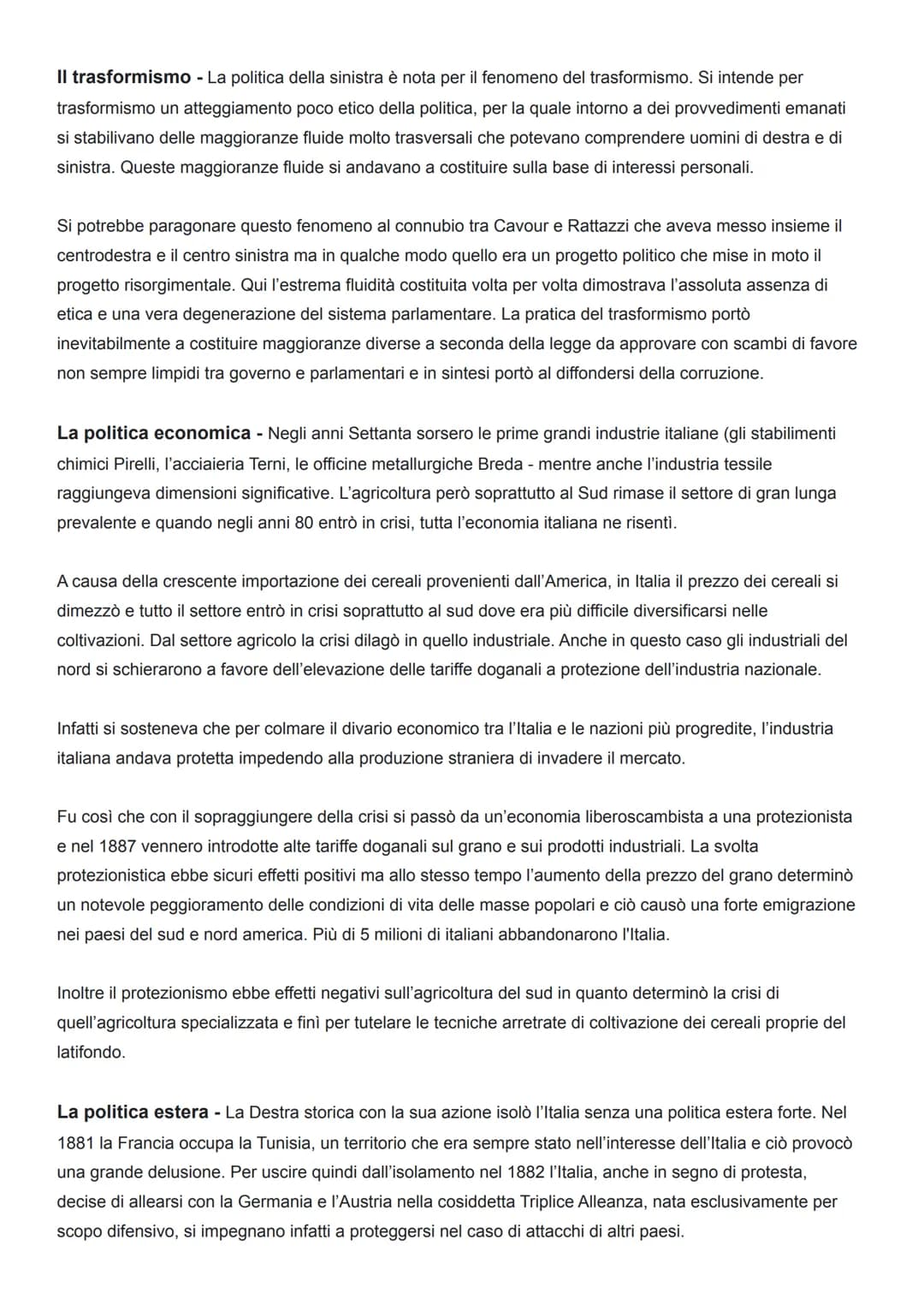 L'ITALIA NELL'ETÀ DELLA DESTRA E DELLA SINISTRA
STORICA
L'EREDITÀ DEGLI STATI PREUNITARI
L'Italia, un paese arretrato - La sfida che il nuov