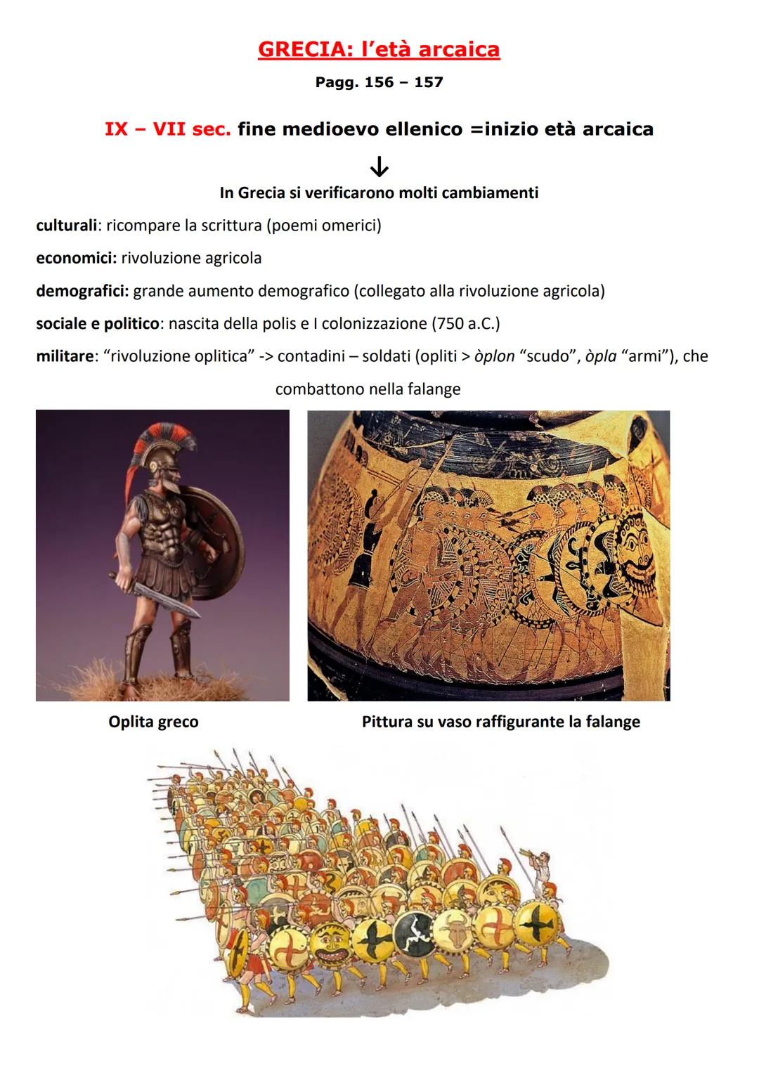 # GRECIA: l'età arcaica
Pagg. 156-157

IX - VII sec. fine medioevo ellenico inizio età arcaica

↓

In Grecia si verificarono molti cambiamen