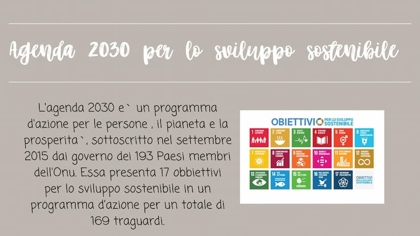 
<p>L'Agenda 2030 per lo sviluppo sostenibile, sottoscritta nel settembre 2015 dai 193 Paesi membri dell'Onu, presenta 17 obiettivi per lo s