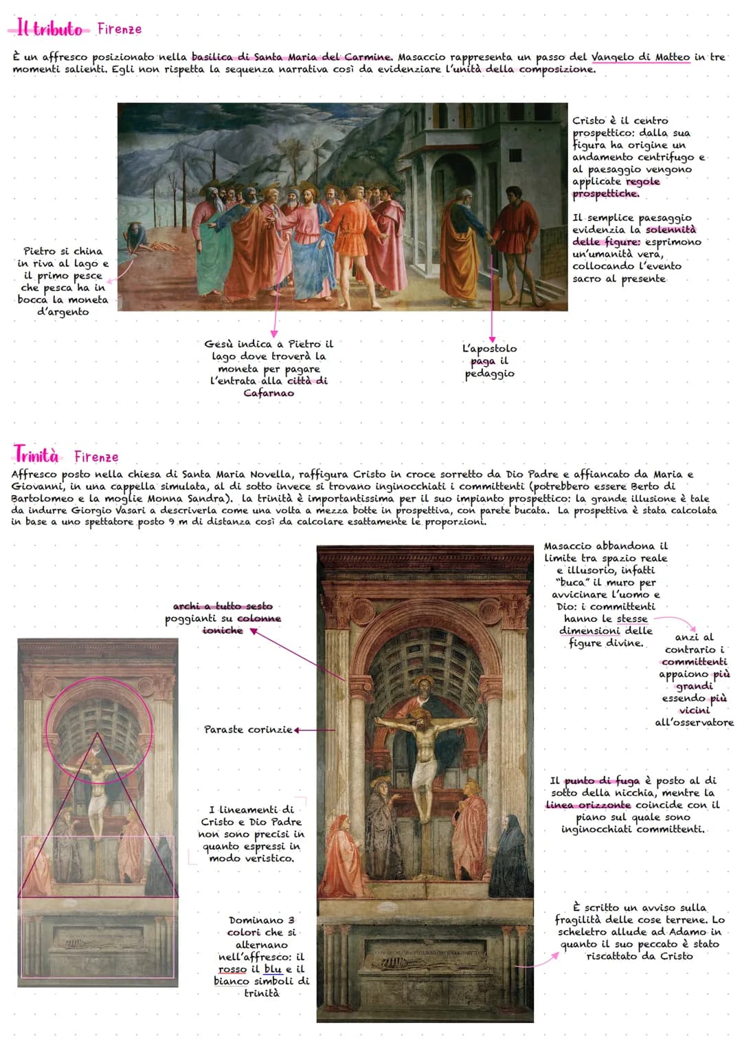 Masaccio
Masaccio insieme a Brunelleschi e Donatello rappresenta uno degli iniziatori del Rinascimento a Firenze. La sua carriera
artistica 