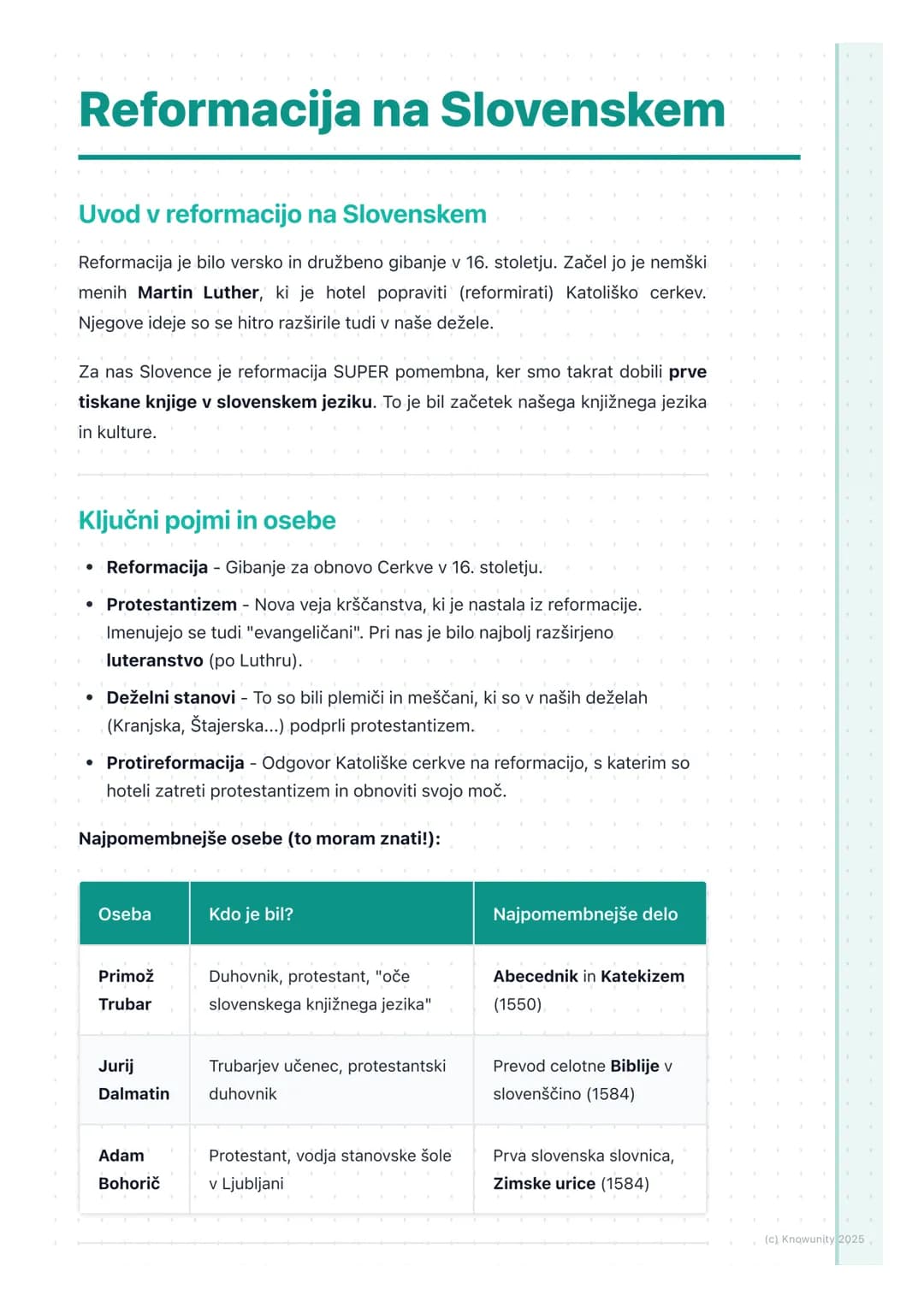 # Reformacija na Slovenskem

Uvod v reformacijo na Slovenskem

Reformacija je bilo versko in družbeno gibanje v 16. stoletju. Začel jo je ne