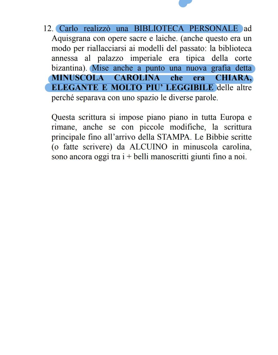 CARLO MAGNO
Nel 768 il re dei Franchi, Pipino il Breve morì. Il regno passò ai
figli: Carlo e Carlomanno. Quando morì Carlomanno nel 771, il