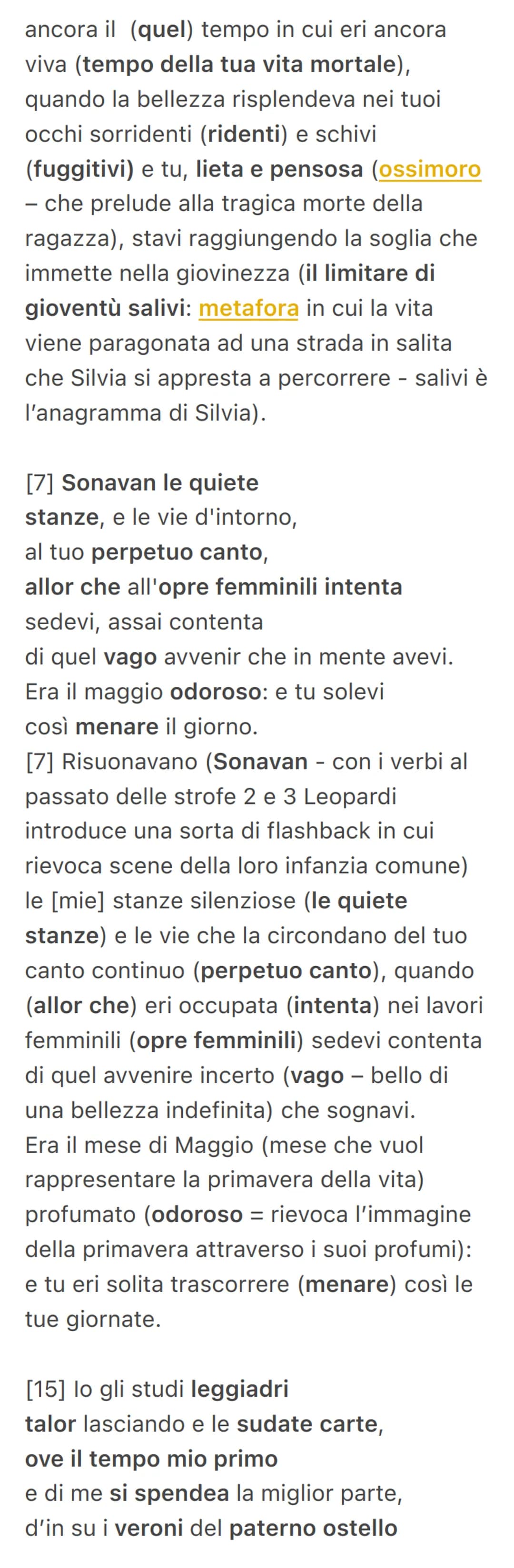 A Silvia
È una delle poesie più note di Leopardi e
inaugura una nuova poesia e fa parte dei
canti posano recanatesi e appartengono
alla seco