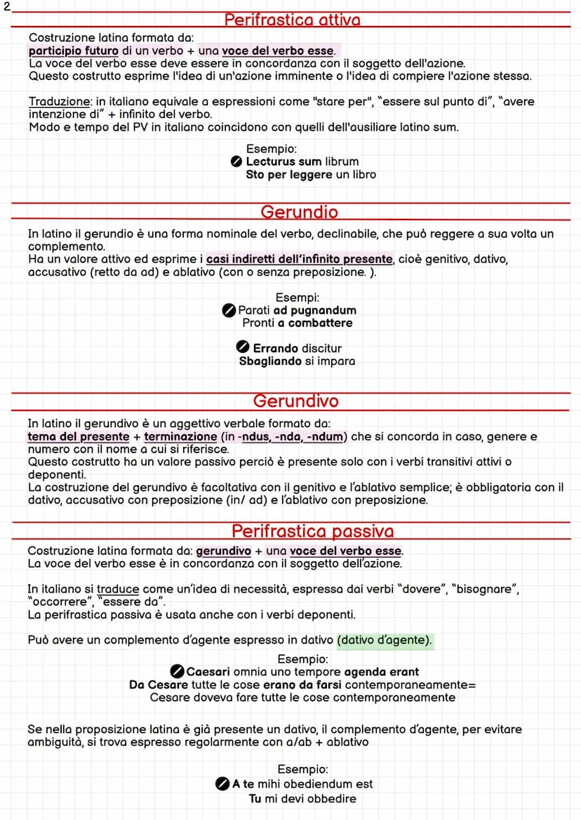 Morfosintassi latino
Perifrastica attiva
Gerundio
Gerundivo
Perifrastica passiva
Ablativo assoluto
Proposizioni infinitive
Proposizione fina