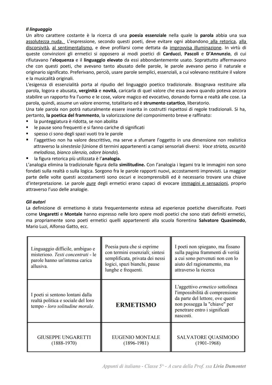 # L'ERMETISMO

Definizione
Negli anni Venti un nuovo modo di poetare si presenta nel panorama letterario italiano. Non si può definire
ancor