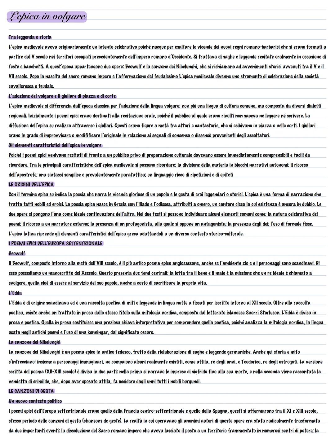 Lepica in volgare
Tra leggenda e storia
L'epica medievale aveva originariamente un intento celebrativo poiché nacque per esaltare le vicende