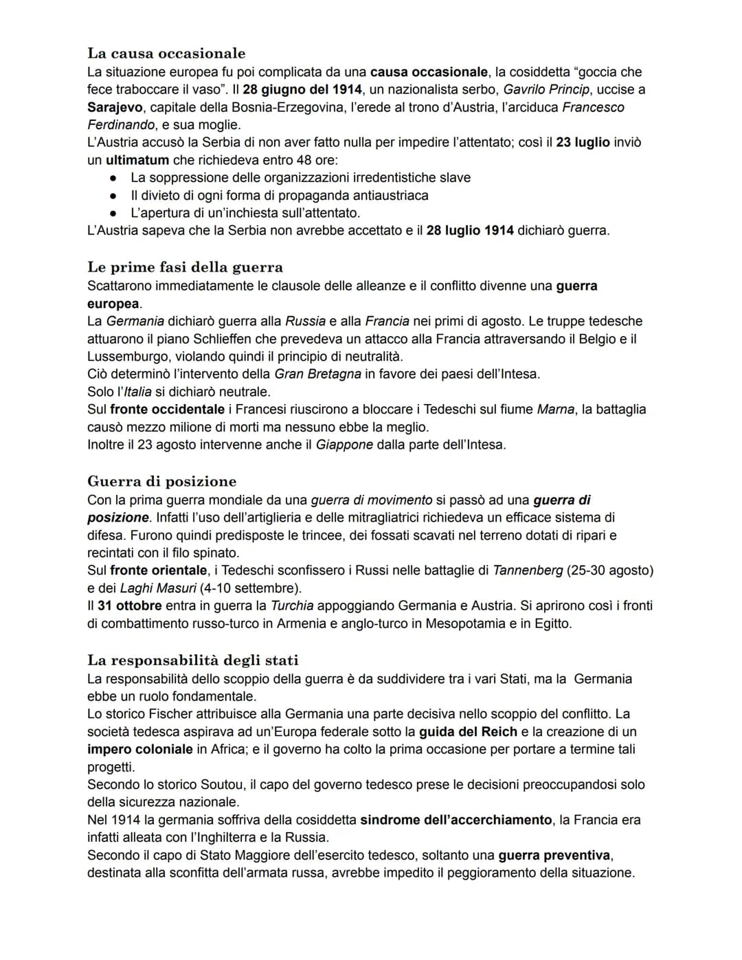 LA PRIMA GUERRA MONDIALE
La prima guerra mondiale (1914-18), ebbe varie cause di carattere politico, economico,
militare e socioculturale.
L