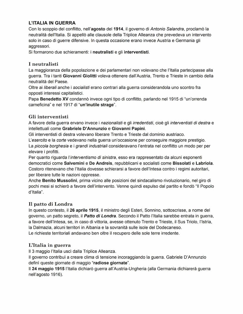 LA PRIMA GUERRA MONDIALE
La prima guerra mondiale (1914-18), ebbe varie cause di carattere politico, economico,
militare e socioculturale.
L