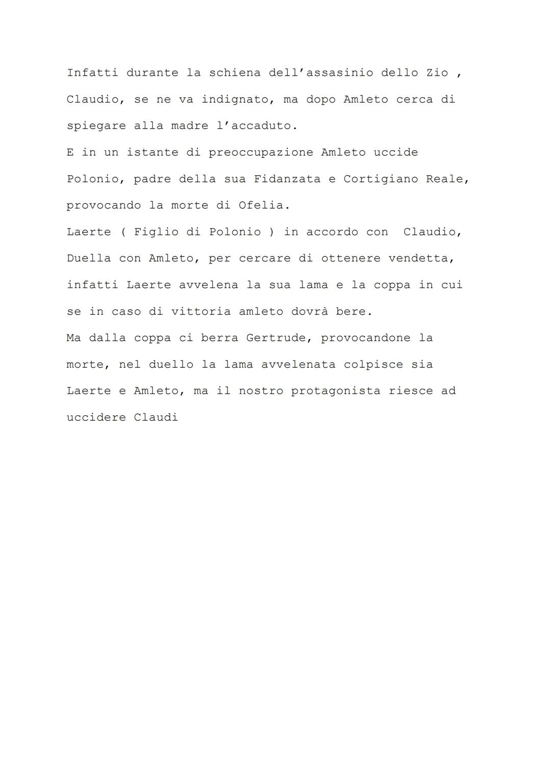Relazione Amleto
Titolo: Amleto
Autore: William Shakespeare (Drammaturgo inglese della
fine 1500 e inizio 1600 )
Genere: Tragedia
Personaggi