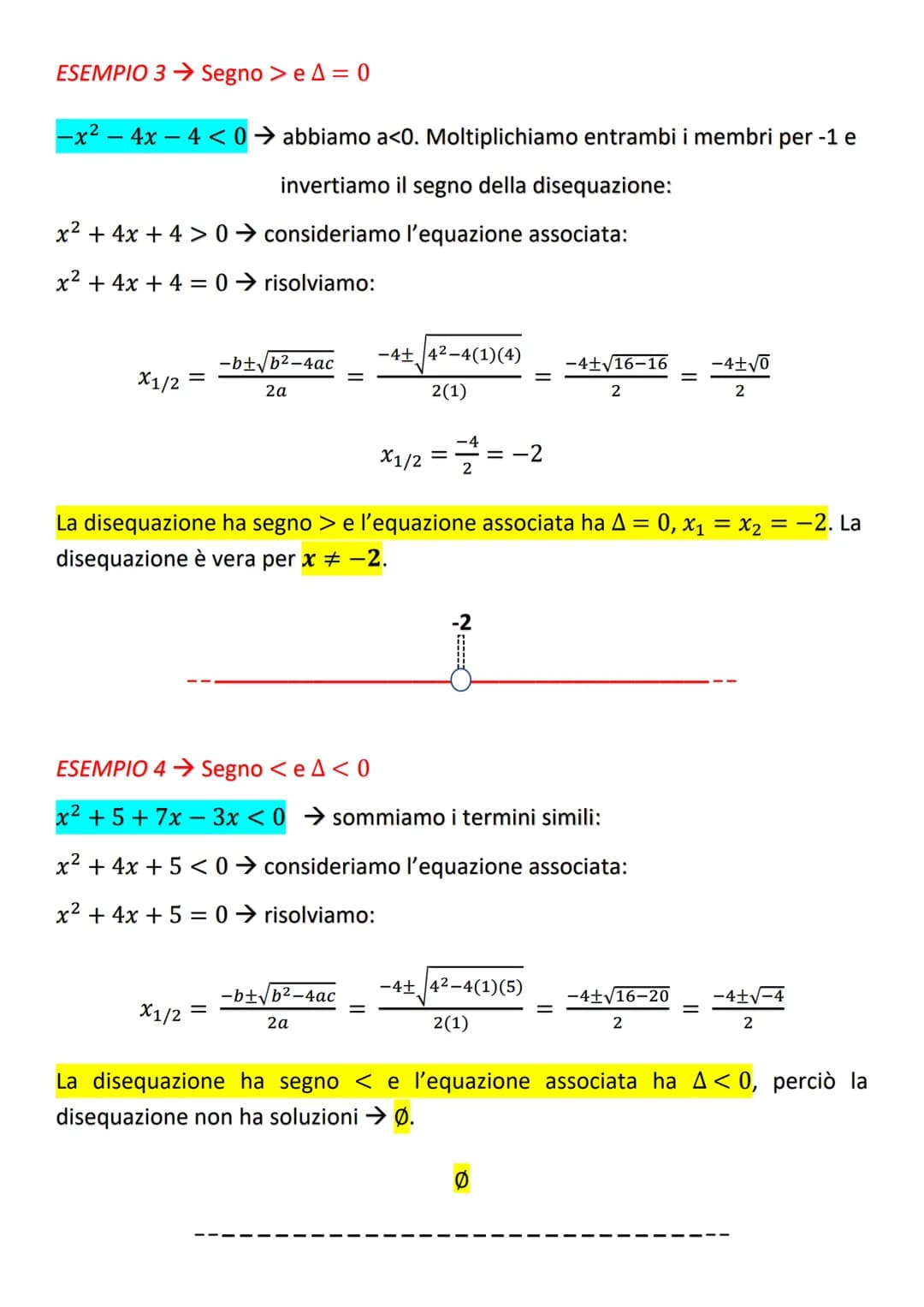 DISEQUAZIONI DI 2° GRADO
ax² + bx+c
+c=0
Si considera l'equazione di secondo grado associata:
ax²+bx+c = 0
-b± √b² - 4ac
2a
X1/2
=
L'equazio