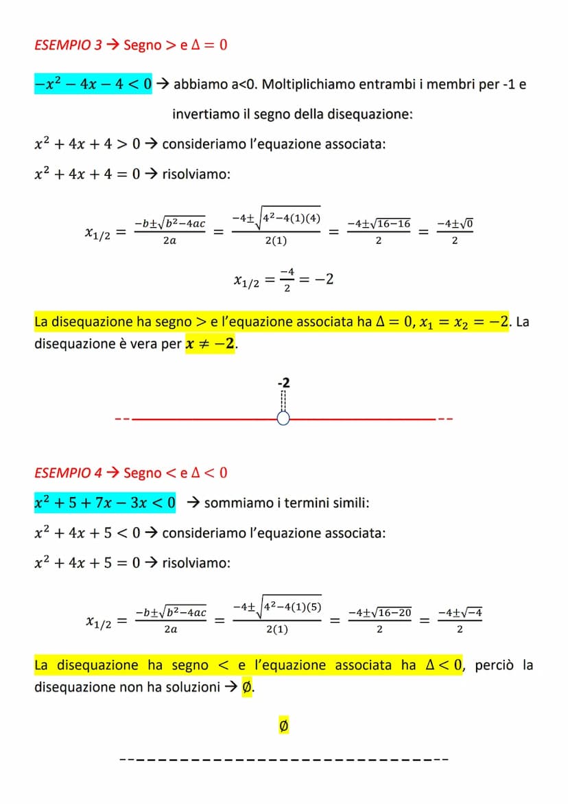 DISEQUAZIONI DI 2° GRADO
ax² + bx+c
+c=0
Si considera l'equazione di secondo grado associata:
ax²+bx+c = 0
-b± √b² - 4ac
2a
X1/2
=
L'equazio