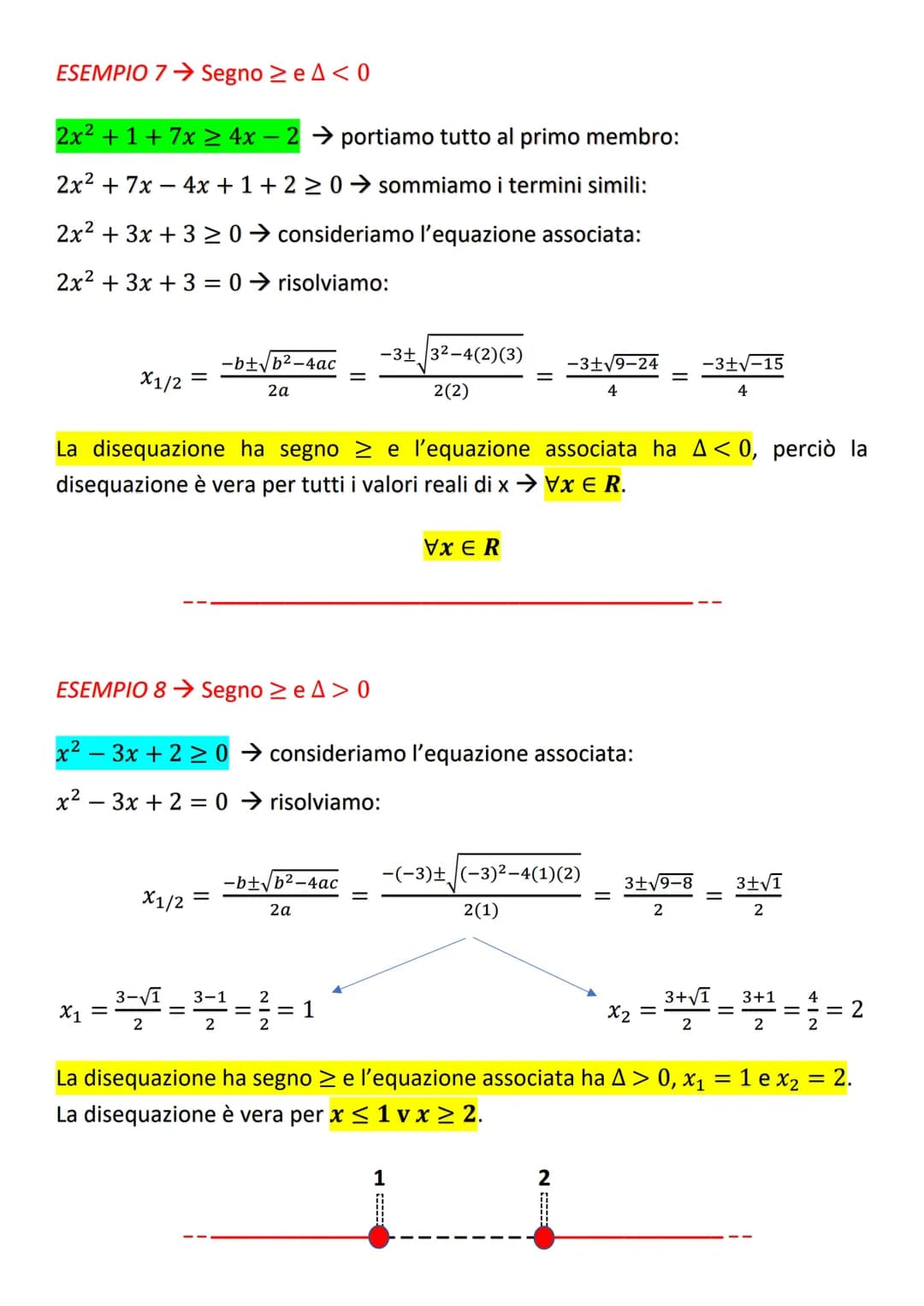 DISEQUAZIONI DI 2° GRADO
ax² + bx+c
+c=0
Si considera l'equazione di secondo grado associata:
ax²+bx+c = 0
-b± √b² - 4ac
2a
X1/2
=
L'equazio