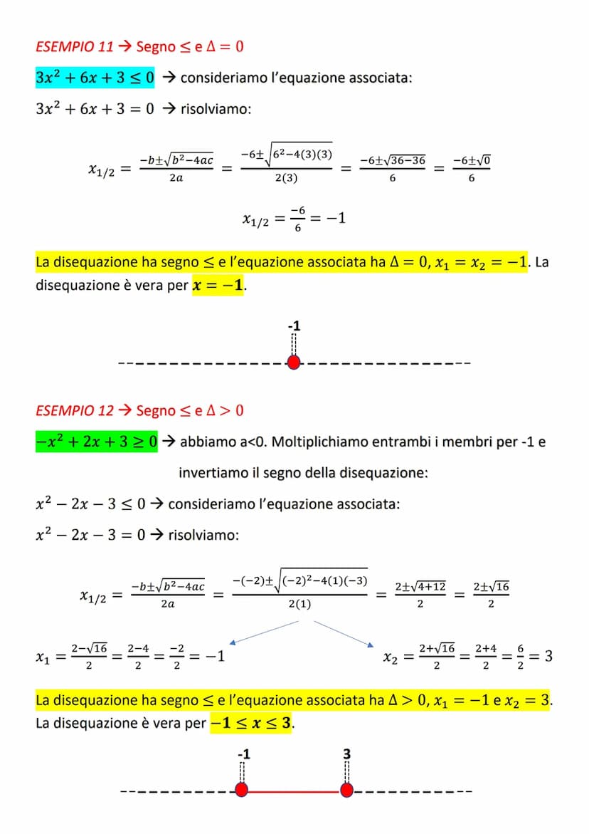 DISEQUAZIONI DI 2° GRADO
ax² + bx+c
+c=0
Si considera l'equazione di secondo grado associata:
ax²+bx+c = 0
-b± √b² - 4ac
2a
X1/2
=
L'equazio