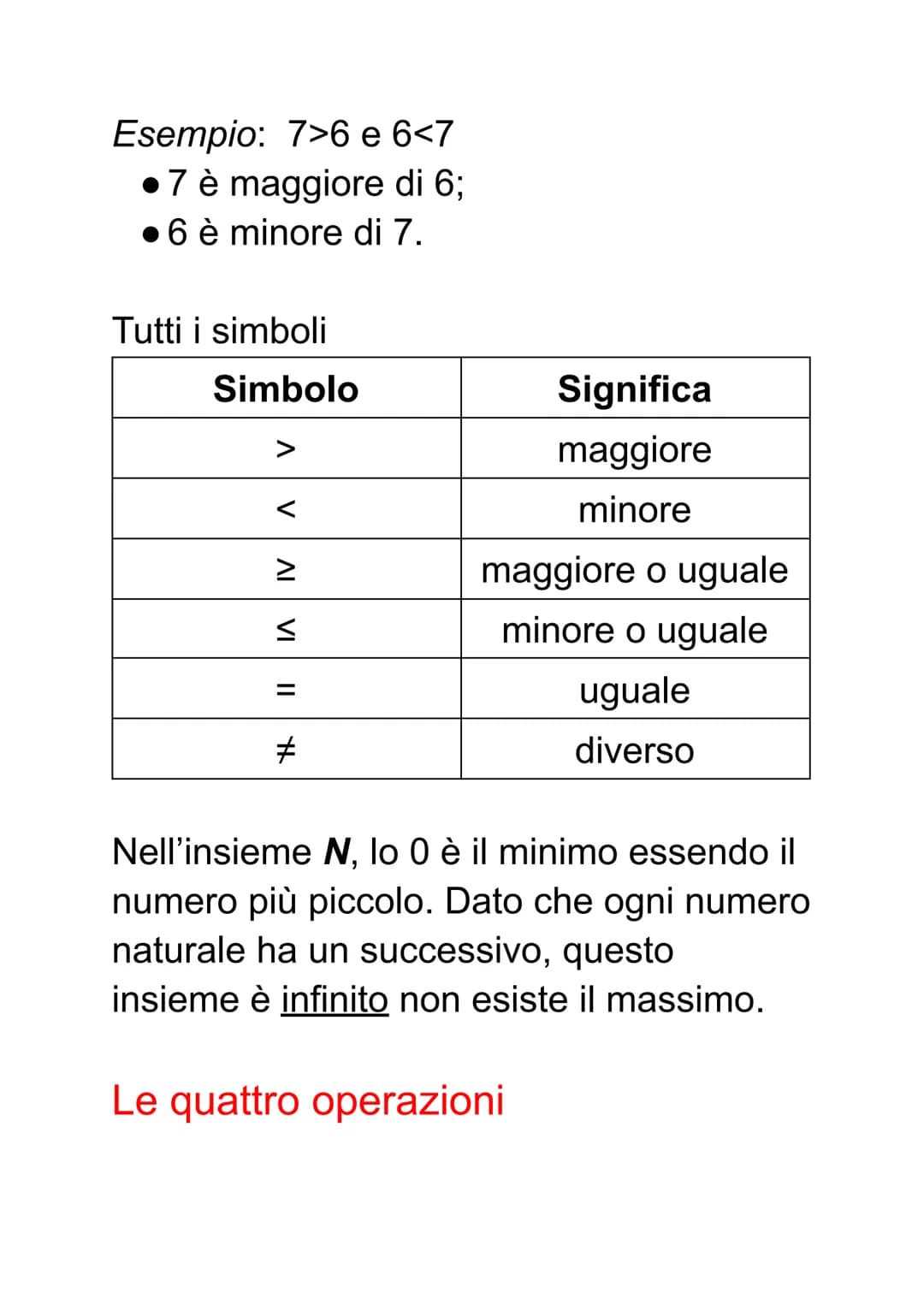 Numeri naturali
.I numeri naturali sono 1, 2, 3, 4, 5, 6,
7, ...;
. L'insieme è indicato con la lettera N.
Essi possono essere rappresentati