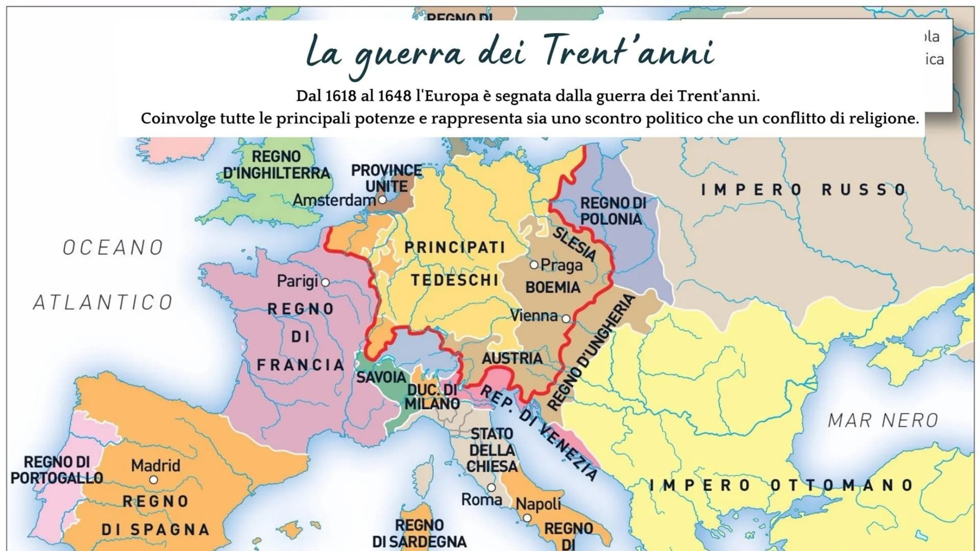 up one Th
breast
La guerra dei
Trent anni
AUS
his
ose And
UHOOK,
bowln
and
ld el
saw
Ret Linea del tempo (1600)
flo
I
1618
inizio guerra
dei