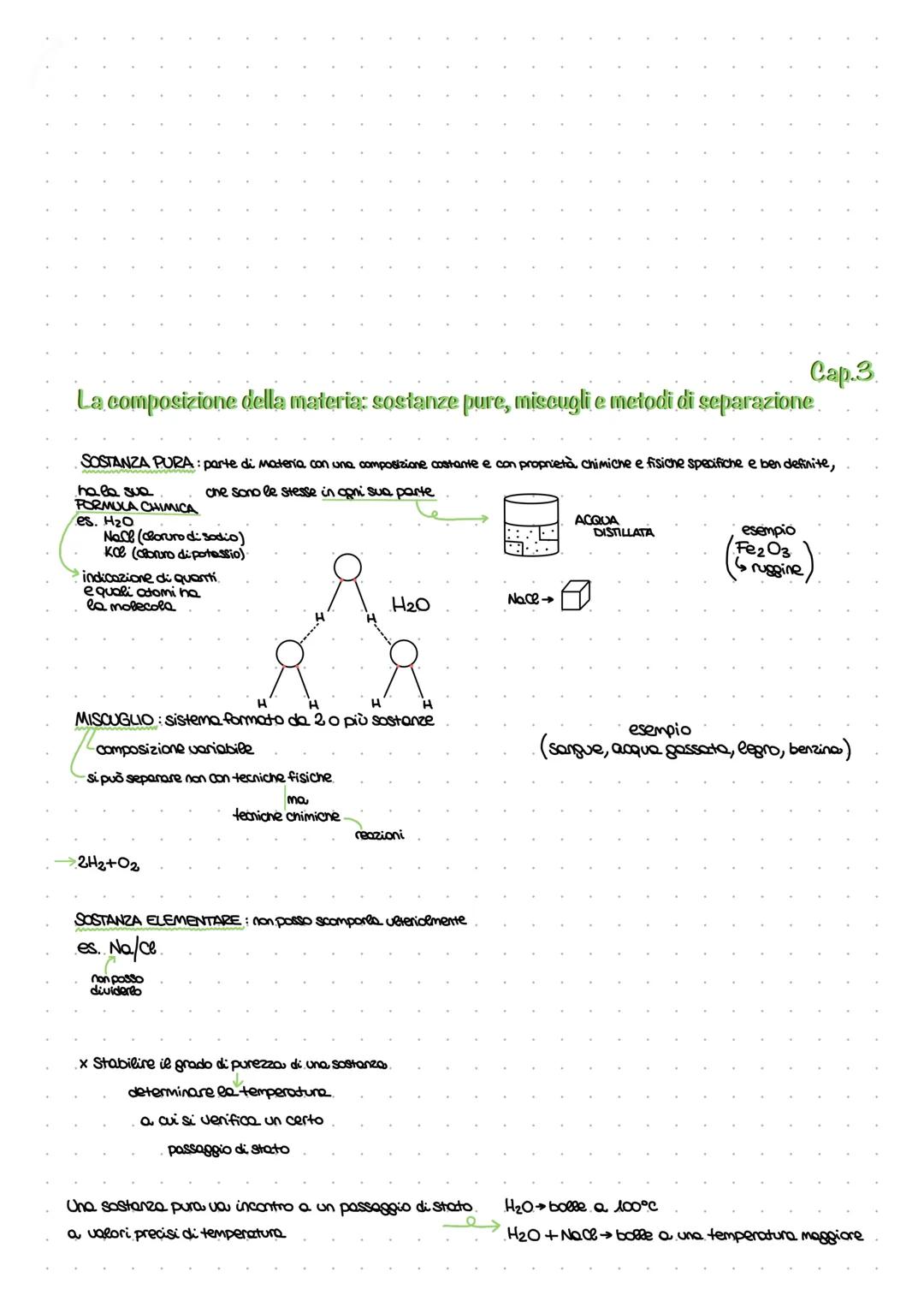 La composizione della materia: sostanze pure, miscugli e metodi di separazione.
SOSTANZA PURA: parte di materia con una composizione costant