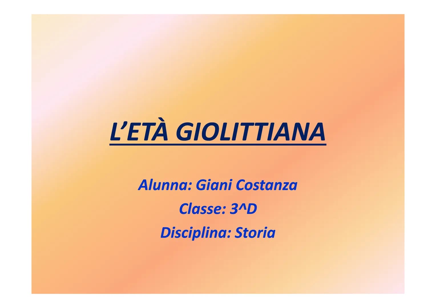 L'ETÀ GIOLITTIANA
Alunna: Giani Costanza
Classe: 3^D
Disciplina: Storia L'Italia di Giolitti
Il 1900 fu un anno
drammatico per l'Italia
con 