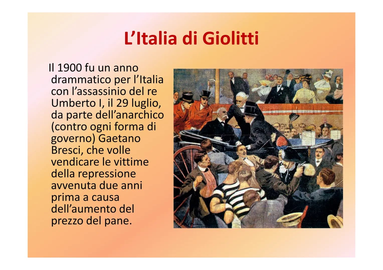 L'ETÀ GIOLITTIANA
Alunna: Giani Costanza
Classe: 3^D
Disciplina: Storia L'Italia di Giolitti
Il 1900 fu un anno
drammatico per l'Italia
con 