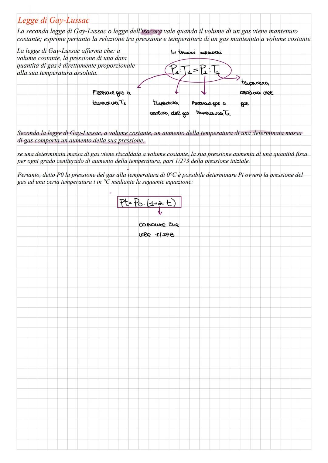 # Le leggi dei gas

## Legge di Boyle
La legge di Boyle o legge dell'isoterma vale quando la temperatura di un gas viene mantenuta
costante;