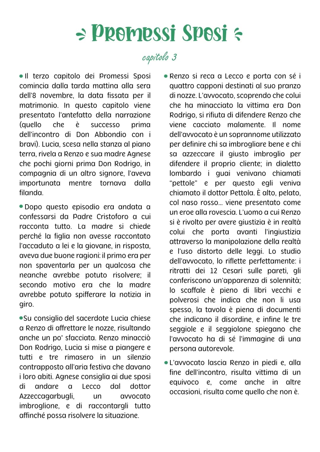 ⇒ Promessi Sposi
capitolo 3
Il terzo capitolo dei Promessi Sposi
comincia dalla tarda mattina alla sera
dell'8 novembre, la data fissata per