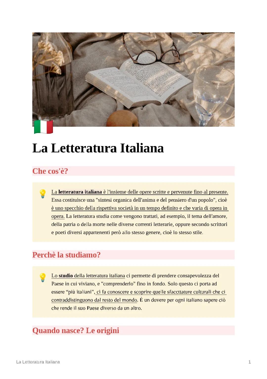 Origini e nascita della letteratura italiana