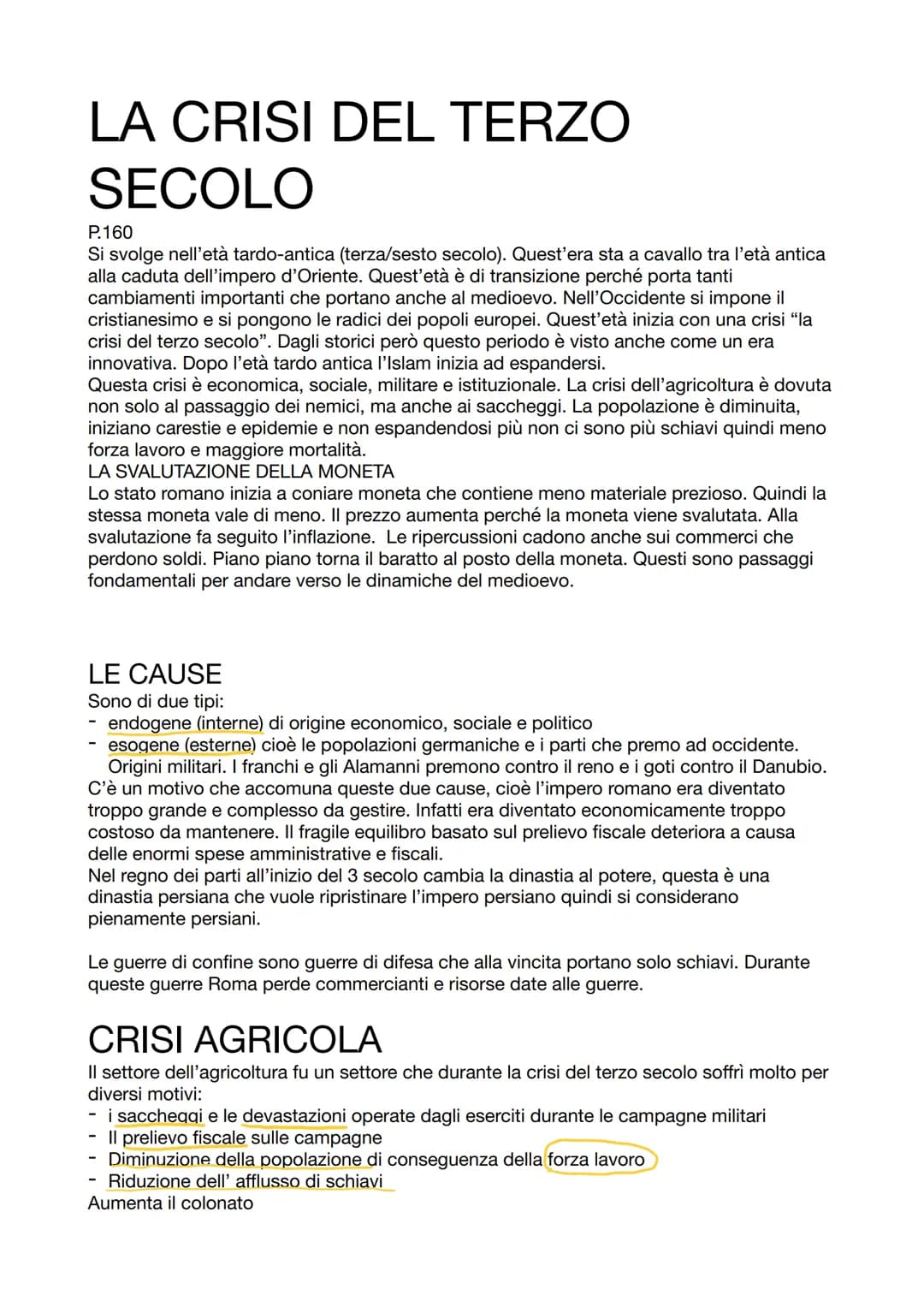 LA CRISI DEL TERZO
SECOLO
P.160
Si svolge nell'età tardo-antica (terza/sesto secolo). Quest'era sta a cavallo tra l'età antica
alla caduta d