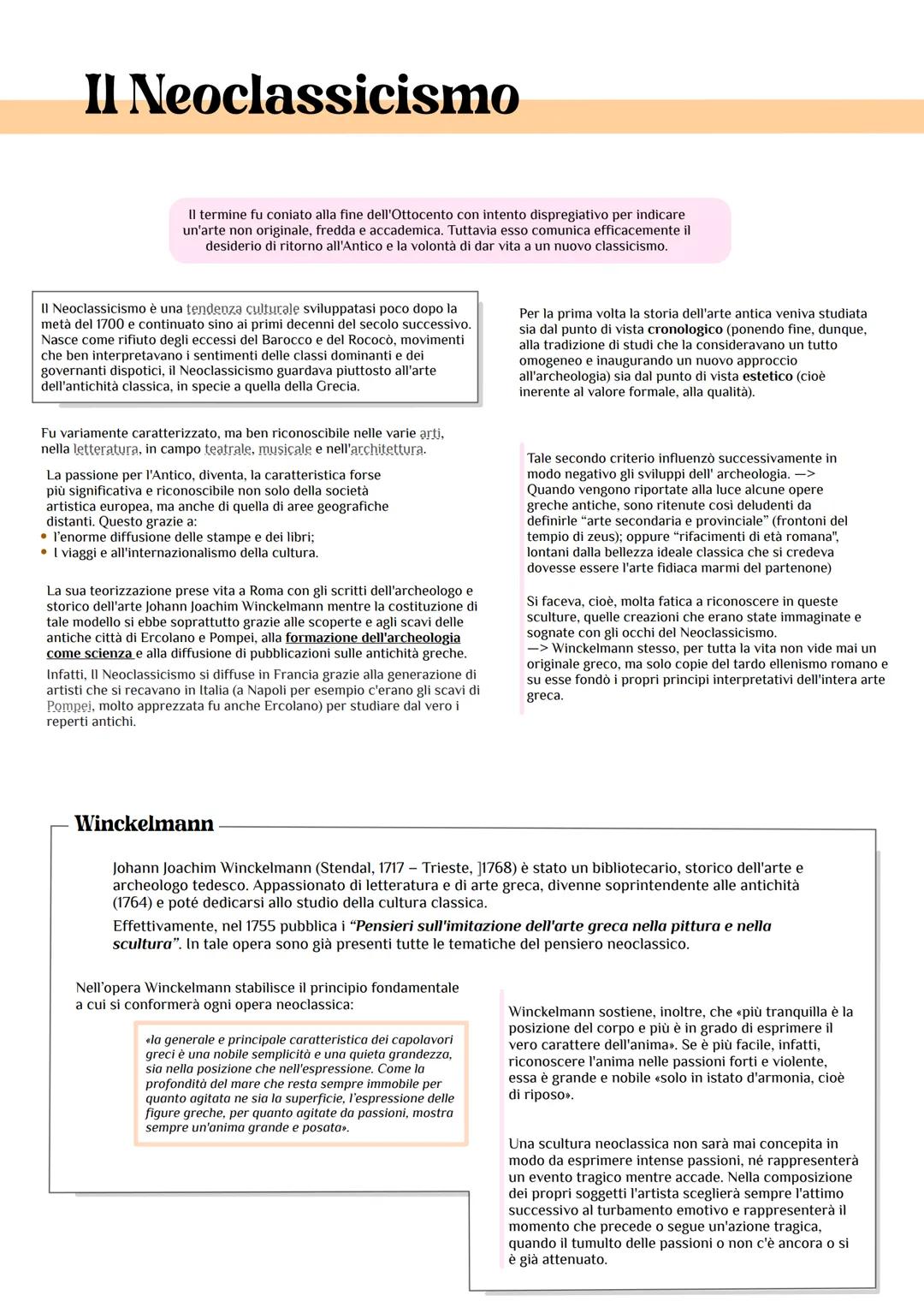 # II Neoclassicismo

Il termine fu coniato alla fine dell'Ottocento con intento dispregiativo per indicare
un'arte non originale, fredda e a