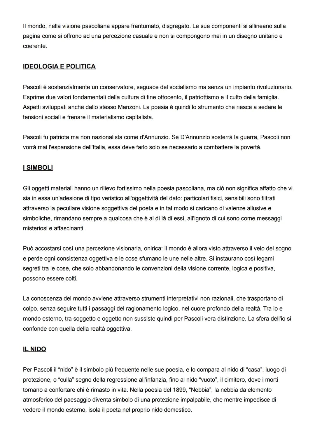 GIOVANNI PASCOLI
Nacque nel 1855 a San Mauro di Romagna ed era quarto di 10 figli. Fin da piccolo ebbe buoni
insegnanti che gli trasmisero l