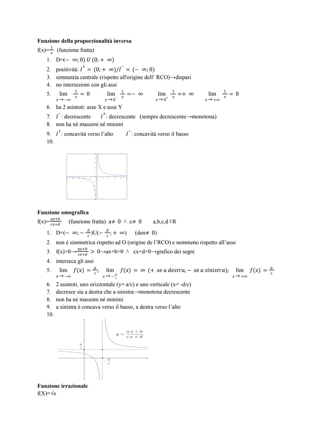 STUDIO DI FUNZIONE
Consiste nel "disegnare" in un RCO (riferimento cartesiano), una curva, una volta che si conosce la
sua equazione (funzio