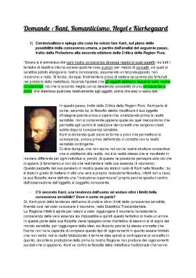 Know Domande : Kant, Romanticismo, Hegel e Kierkegaard  thumbnail