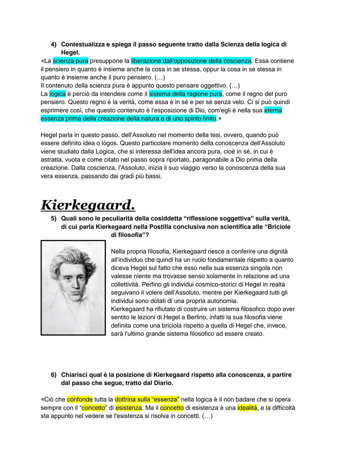 Domande: Kant, Romanticismo, Hegel e Kierkegaard
1) Contestualizza e spiega che cosa ha voluto fare Kant, sul piano delle
possibilità della 