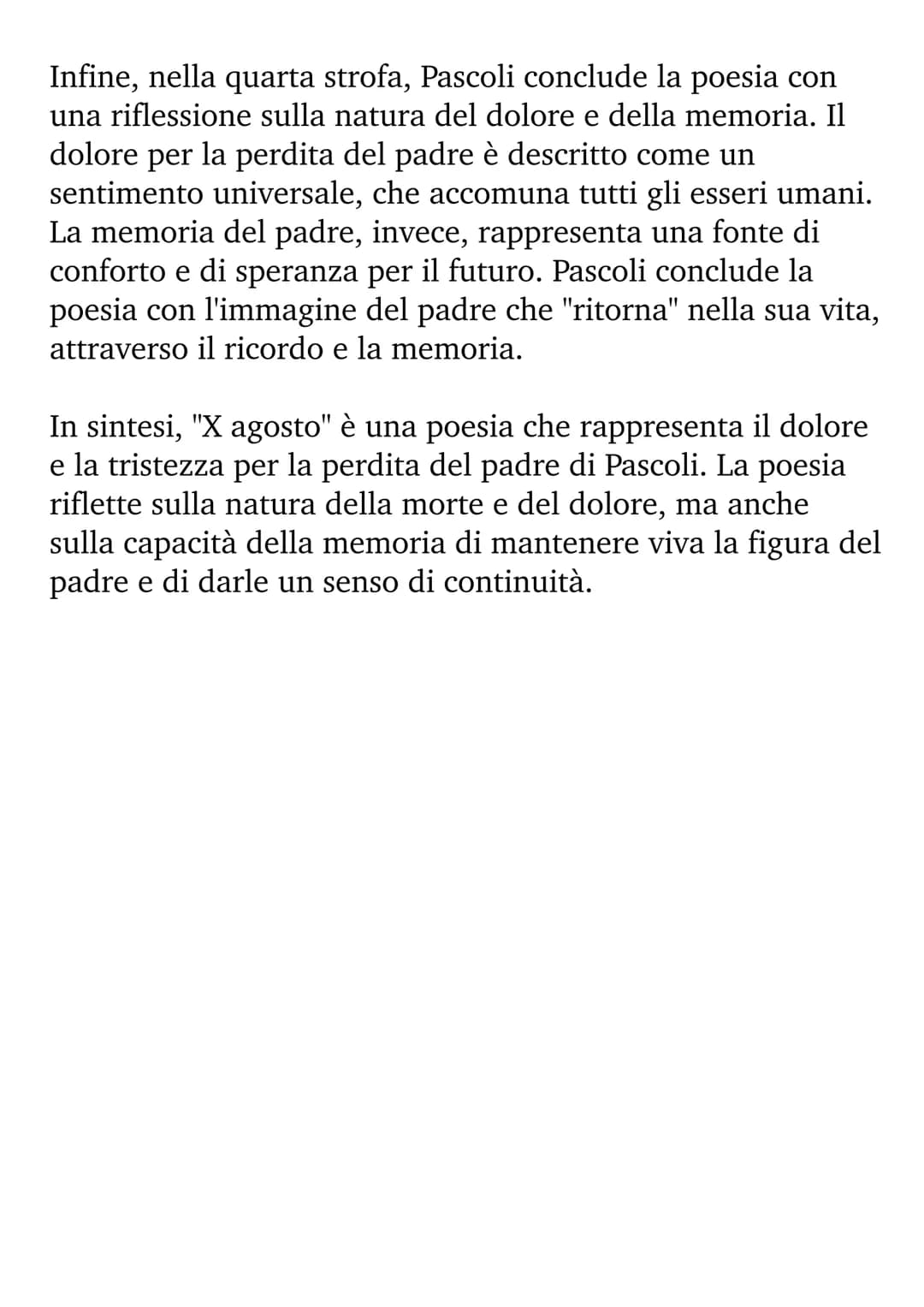 Xagosto
"X agosto" è una poesia scritta da Giovanni Pascoli in
memoria del padre, ucciso da ignoti assassini il 10 agosto
del 1867. La poesi