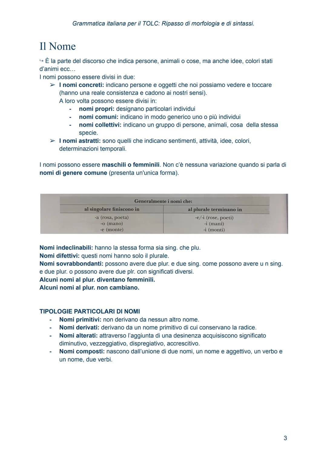 Grammatica italiana
per il TOLC: Ripasso
di morfologia e di
sintassi. Morfologia
→ studia le regole che presiedono alla formazione delle par