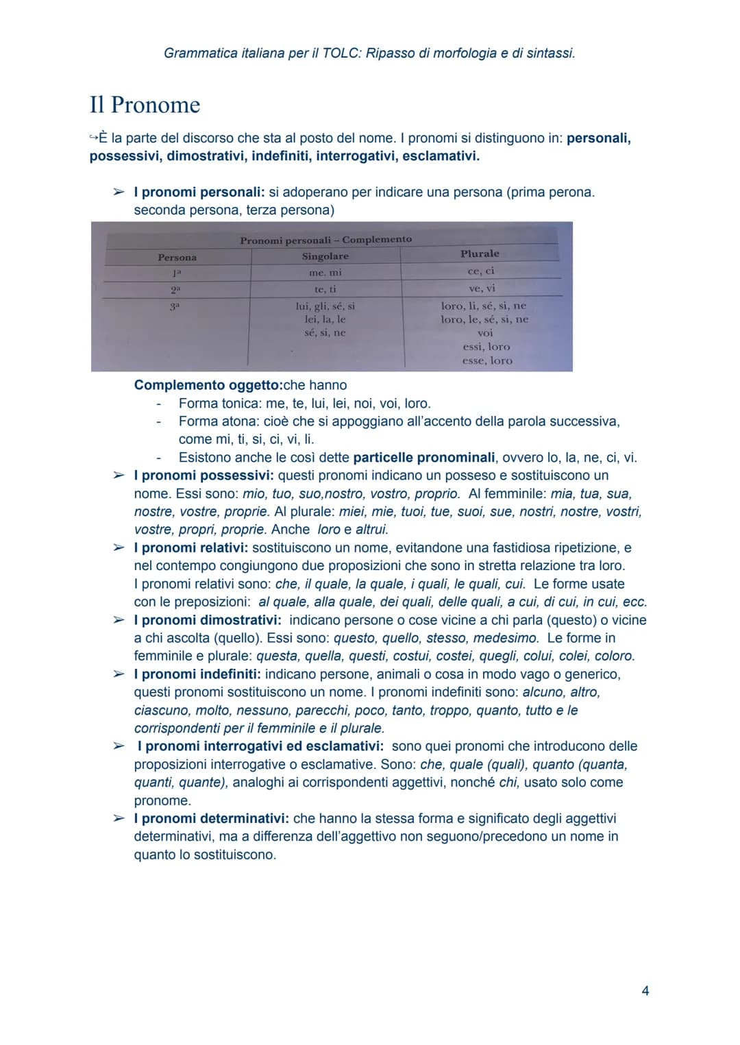 Grammatica italiana
per il TOLC: Ripasso
di morfologia e di
sintassi. Morfologia
→ studia le regole che presiedono alla formazione delle par